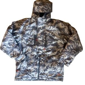 Kids Camouflage Hooded Winter Jacket - Gray Camo